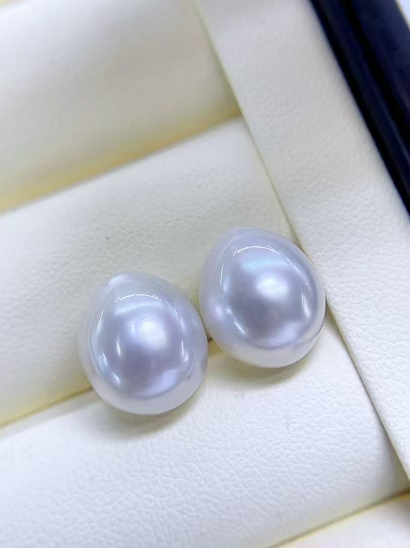 Top quality aurora white color teardrop Australia southsea pearl loose pair