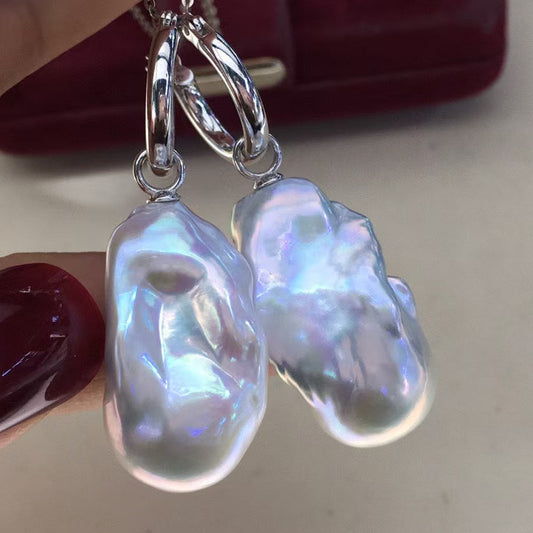 High quality aurora white color baroque pearls earrings