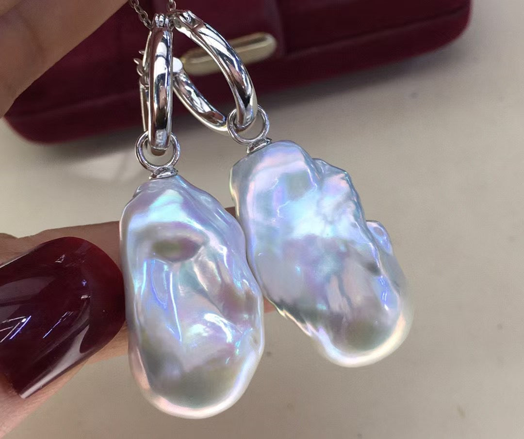 High quality aurora white color baroque pearls earrings