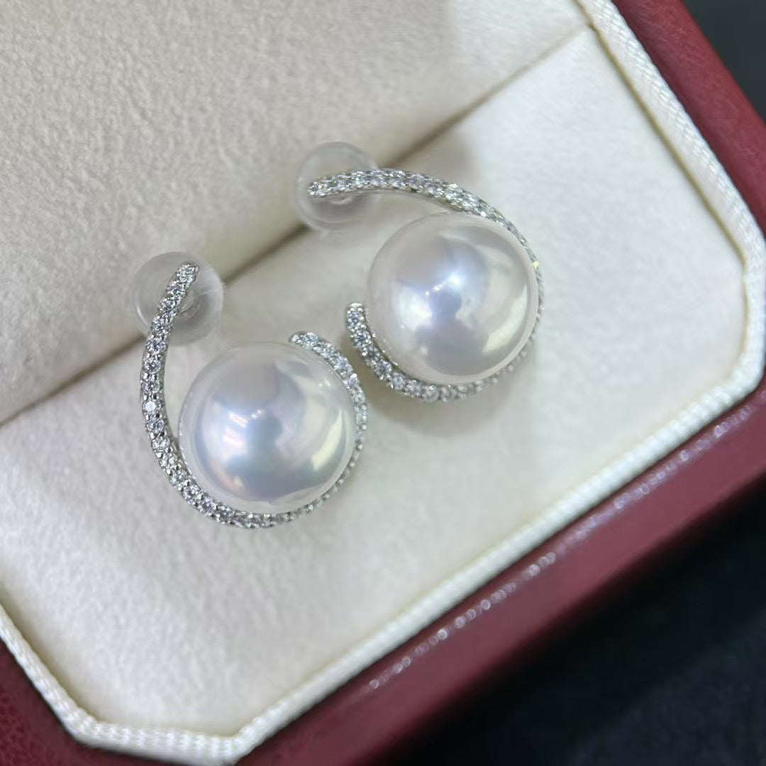 High quality aurora white color Edison pearls earrings