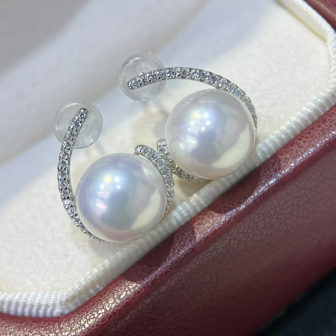 High quality aurora white color Edison pearls earrings