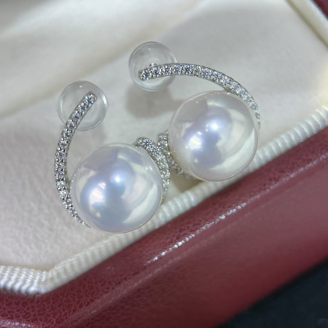 High quality aurora white color Edison pearls earrings