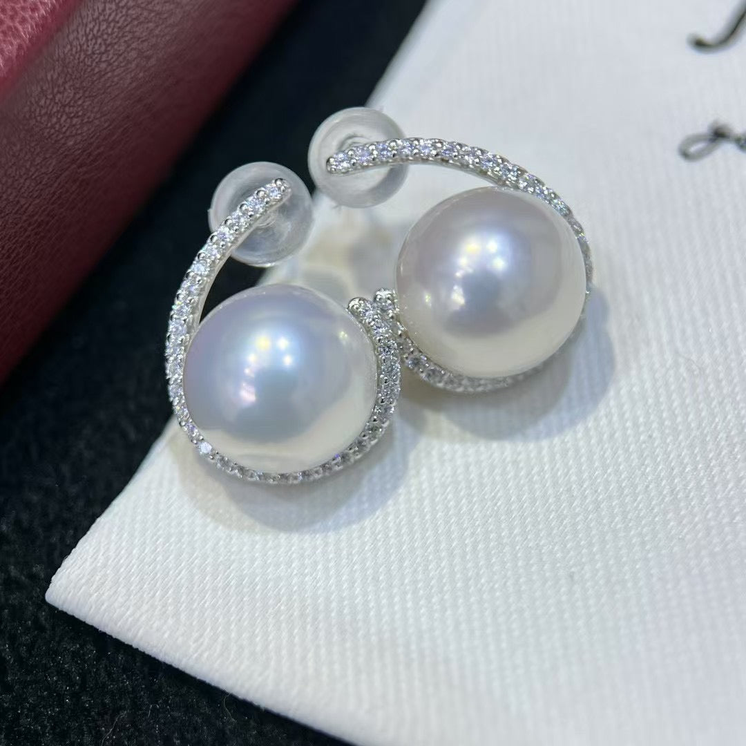 High quality aurora white color Edison pearls earrings