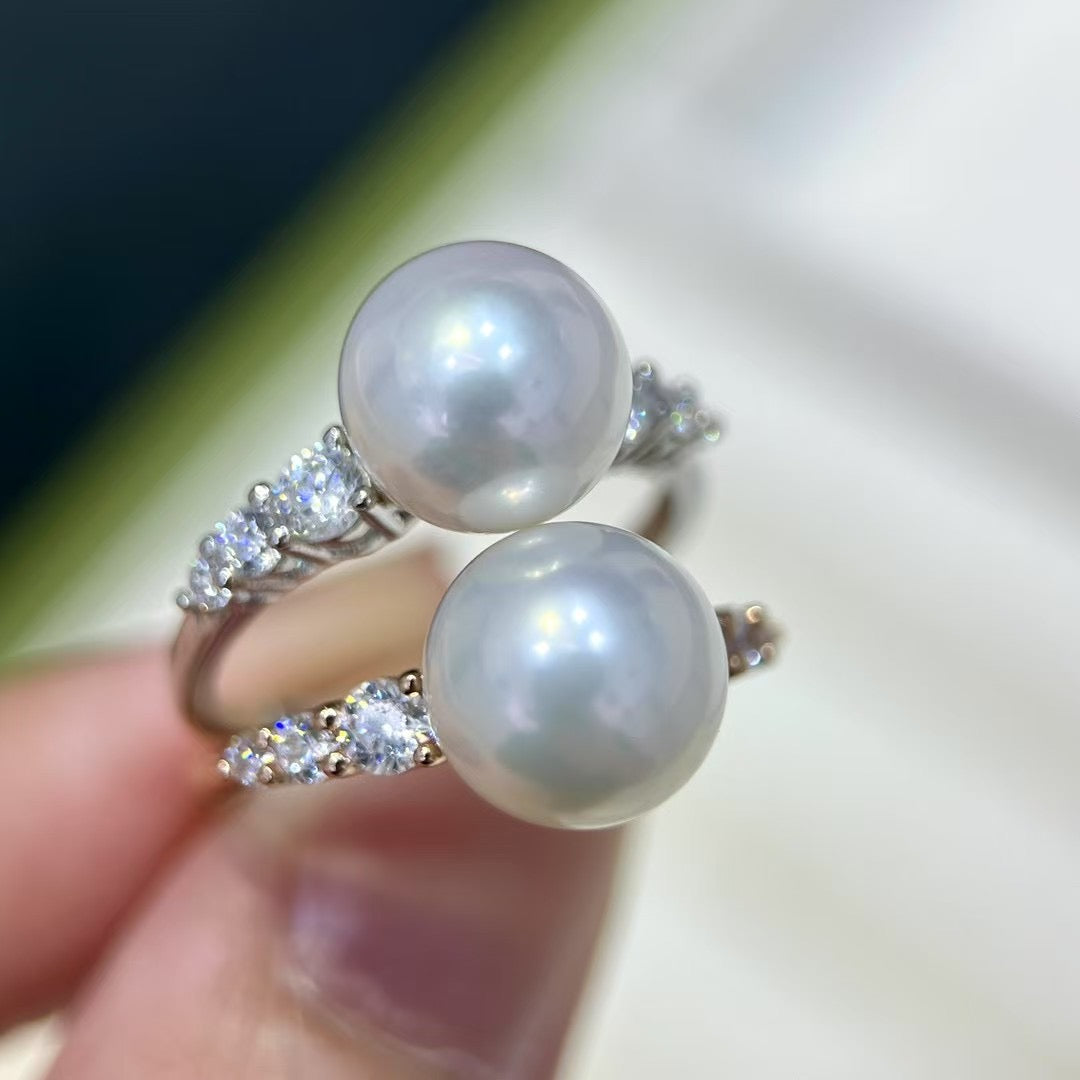 High quality aurora white color Edison pearl ring