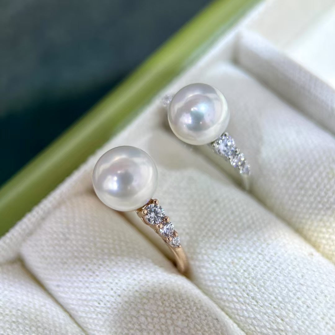 High quality aurora white color Edison pearl ring