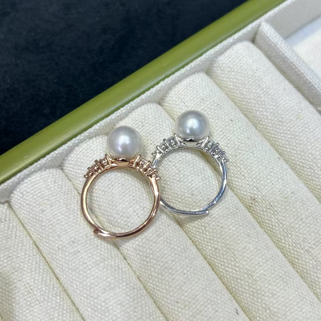 High quality aurora white color Edison pearl ring