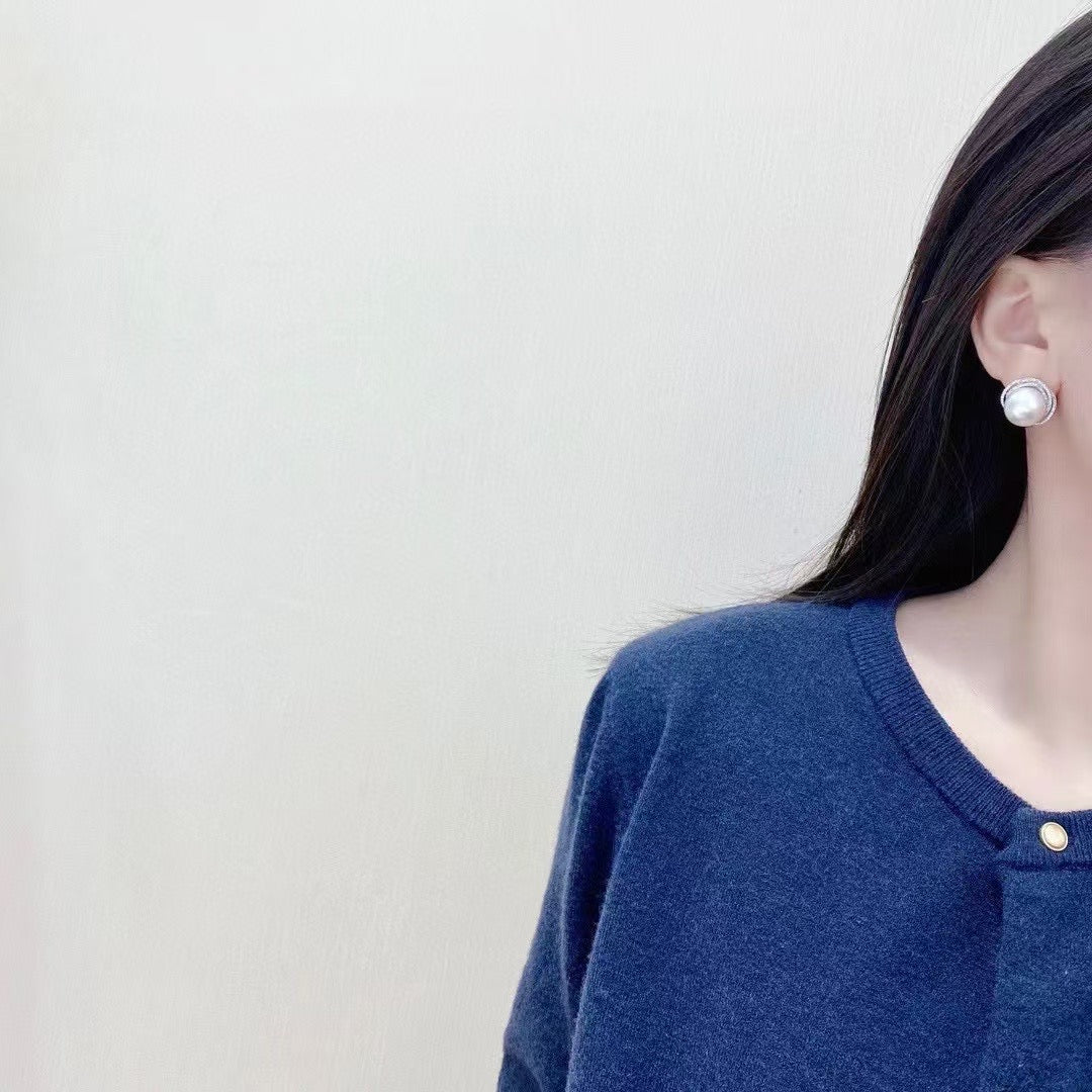 High quality aurora white color Edison pearls earrings