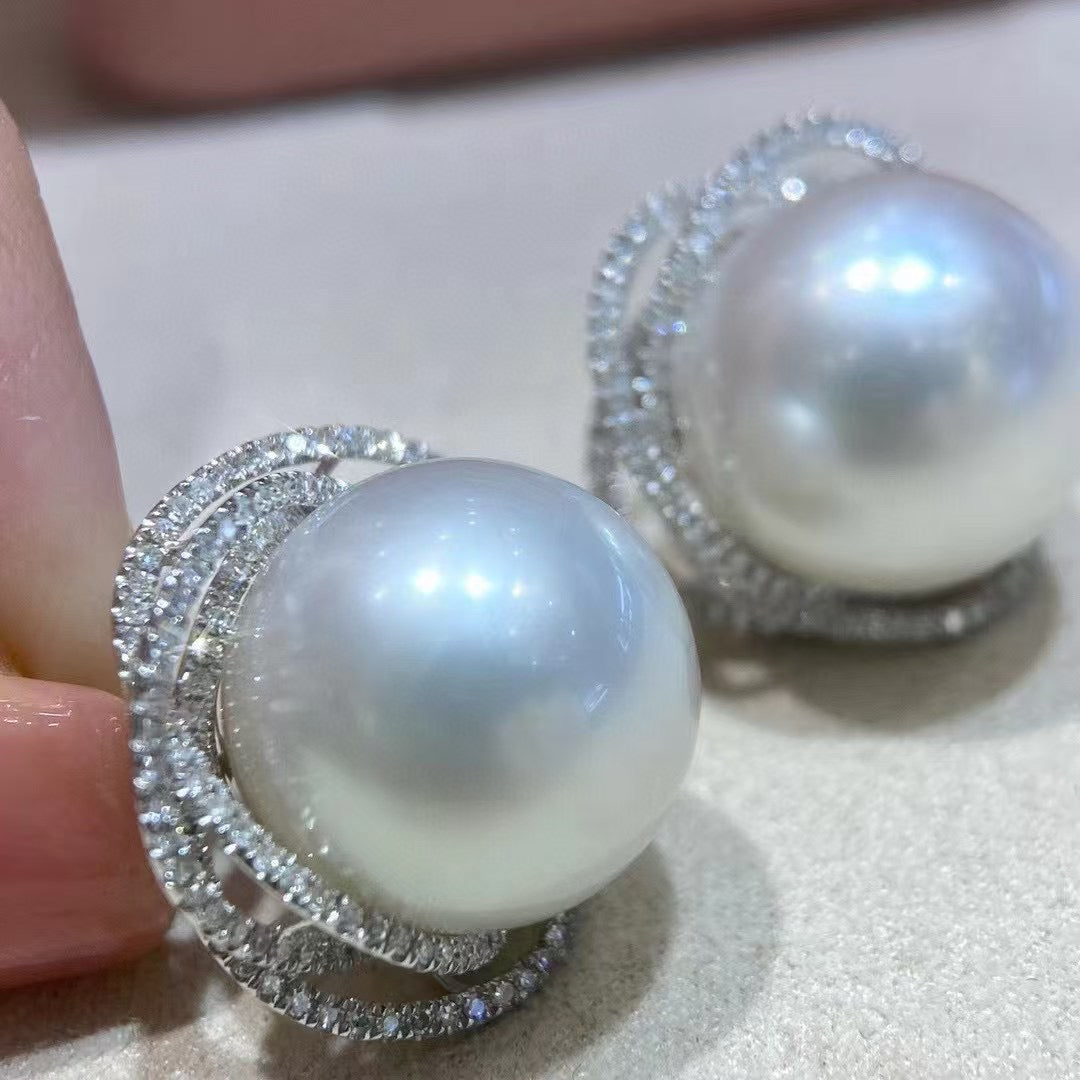 High quality aurora white color Edison pearls earrings