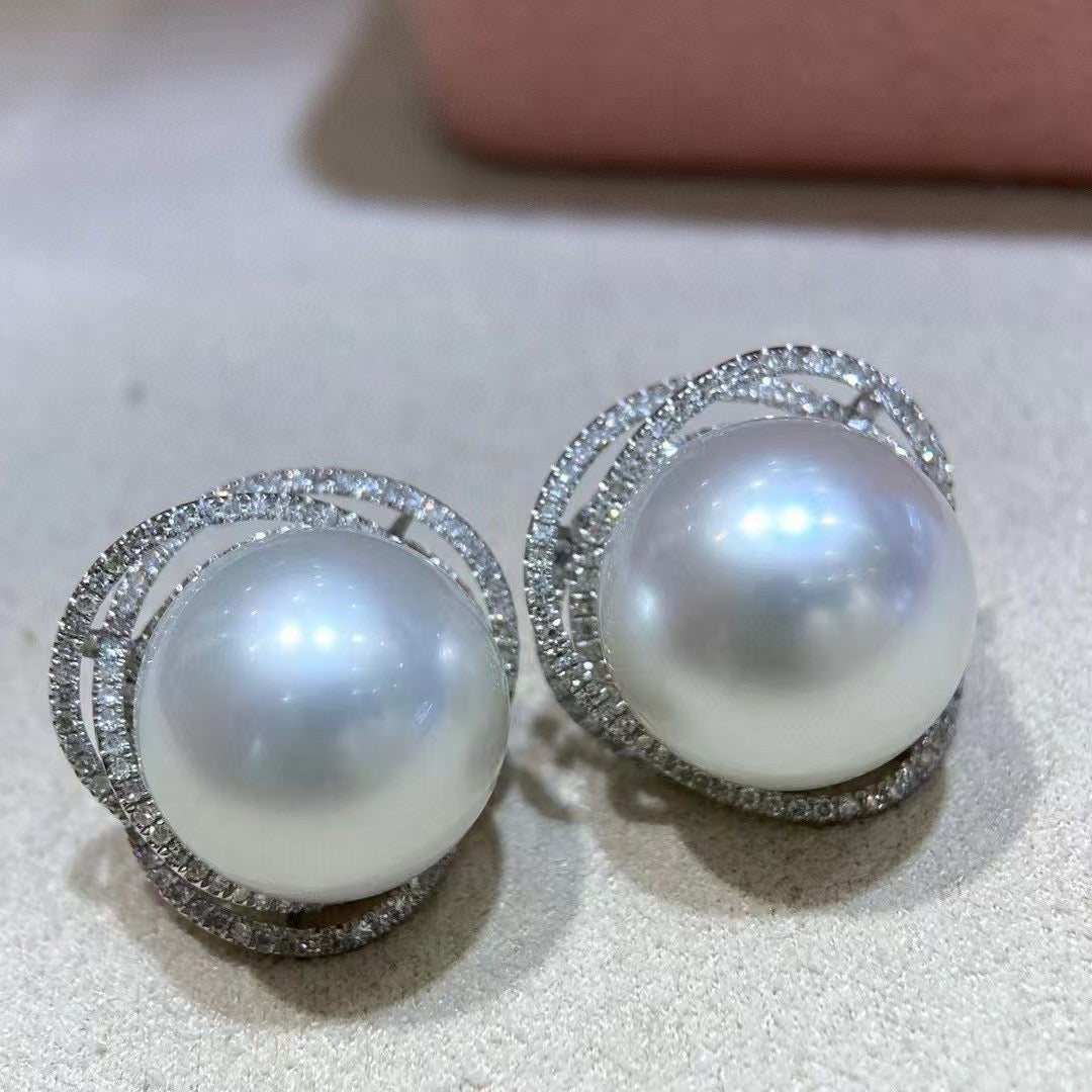 High quality aurora white color Edison pearls earrings