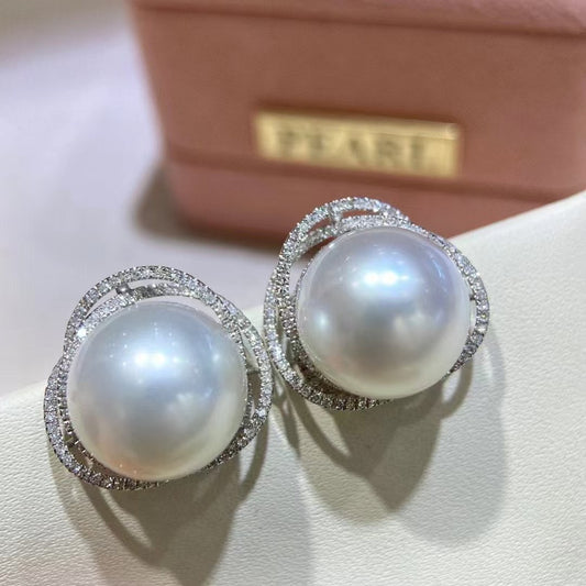 High quality aurora white color Edison pearls earrings