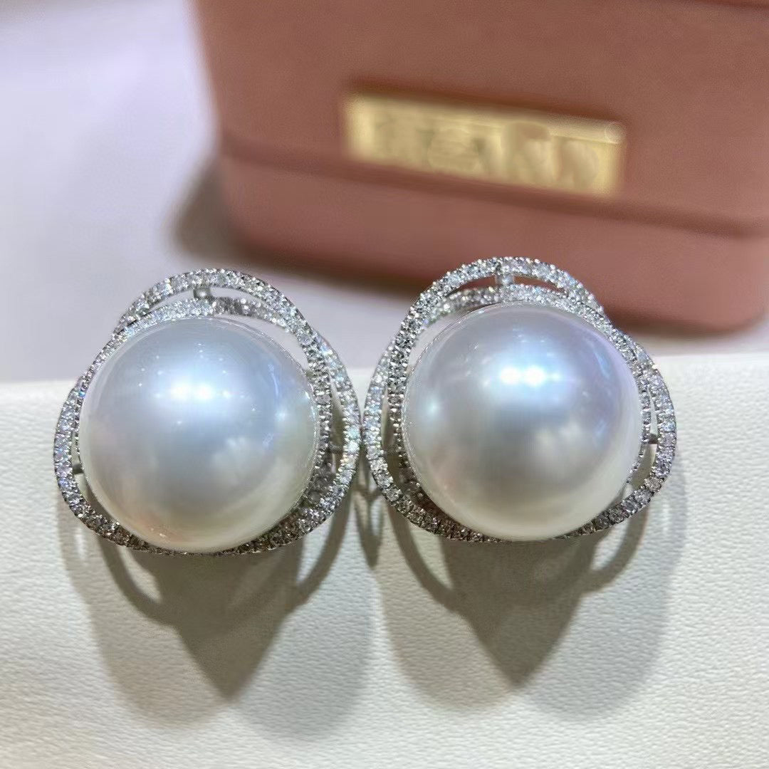 High quality aurora white color Edison pearls earrings