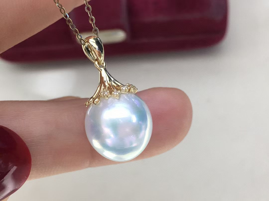 High quality aurora white color Australia southsea pearl pendant