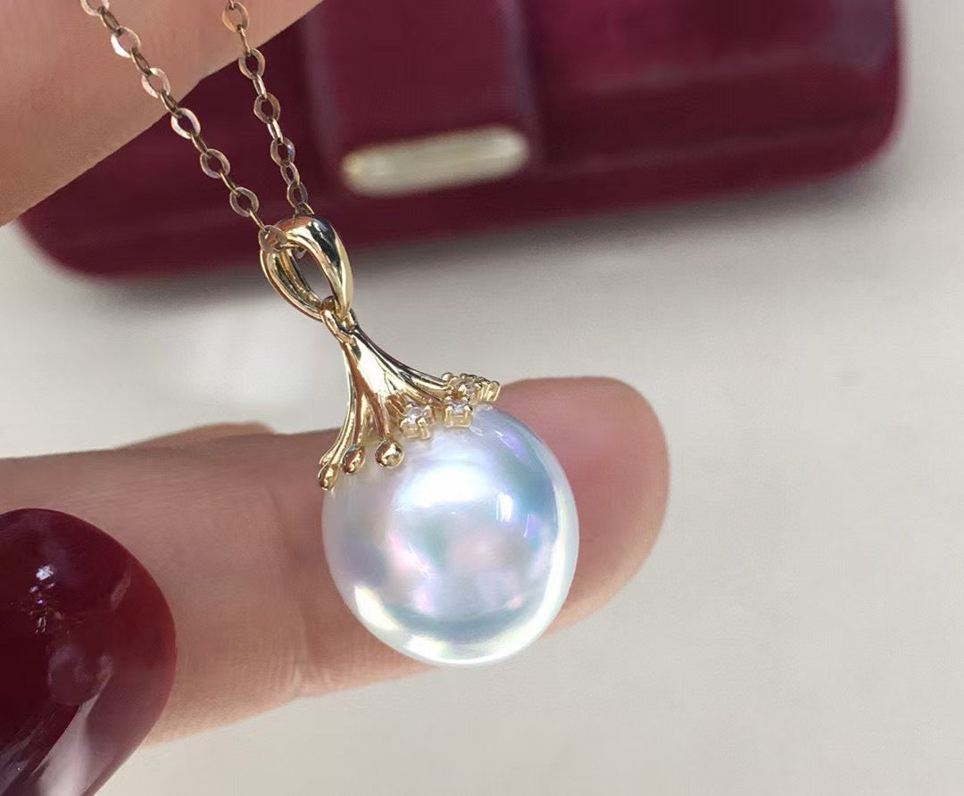 High quality aurora white color Australia southsea pearl pendant
