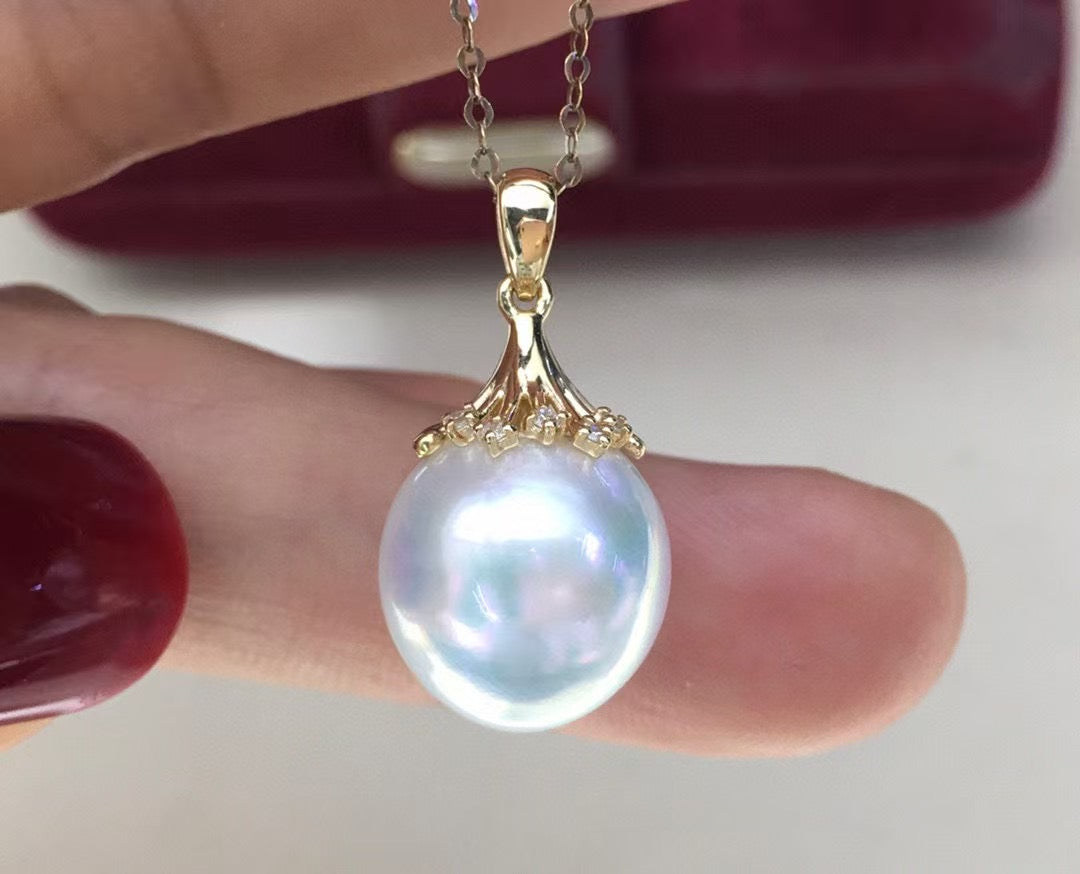High quality aurora white color Australia southsea pearl pendant
