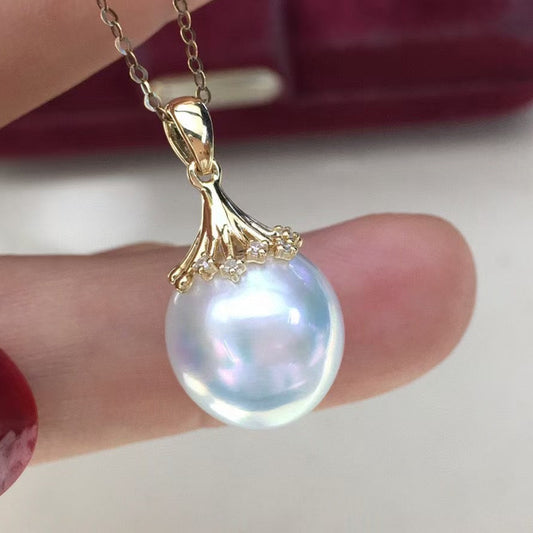 High quality aurora white color Australia southsea pearl pendant