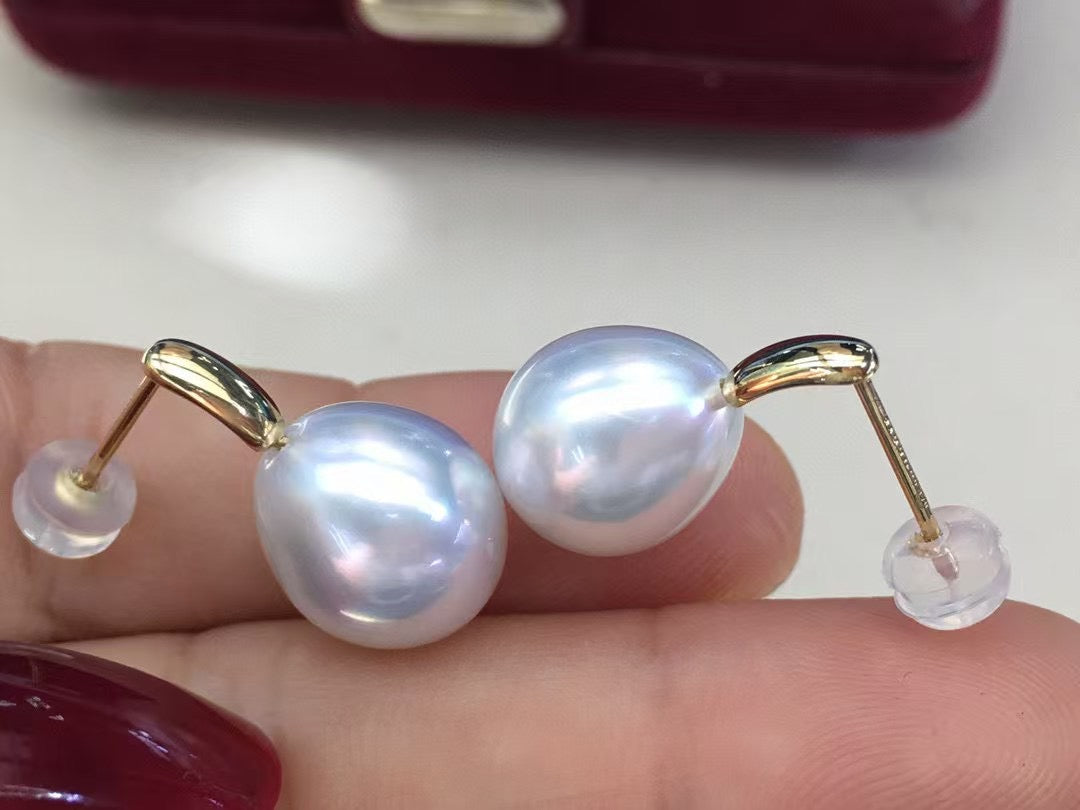 Top quality teardrop aurora white color Australia southsea baroque pearls earrings