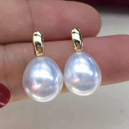 Top quality teardrop aurora white color Australia southsea baroque pearls earrings