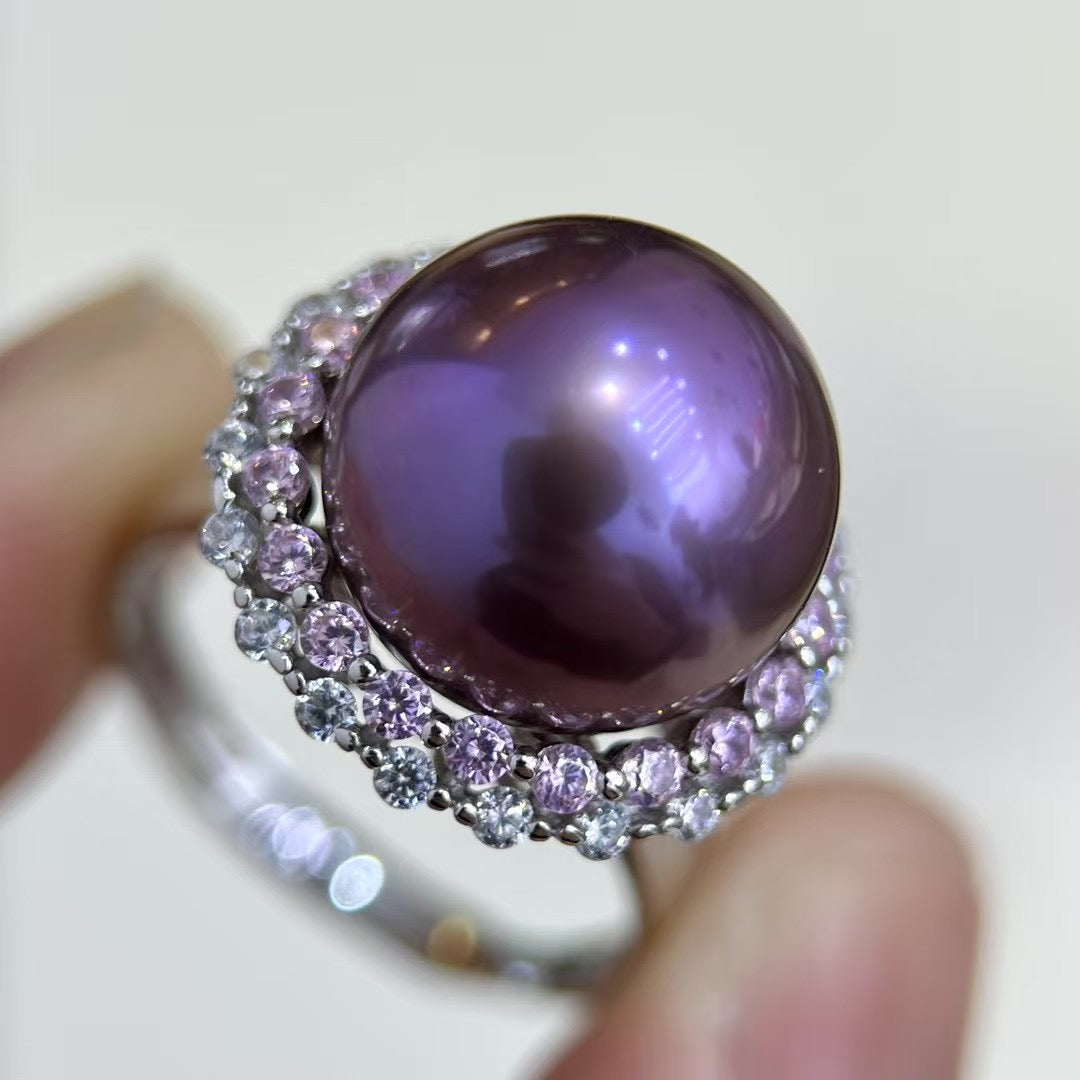 High quality deep purple color Edison pearl ring