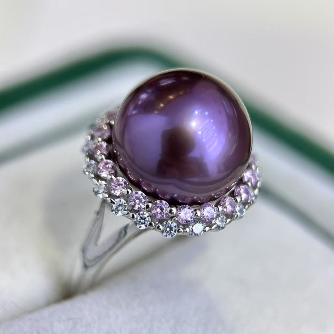 High quality deep purple color Edison pearl ring