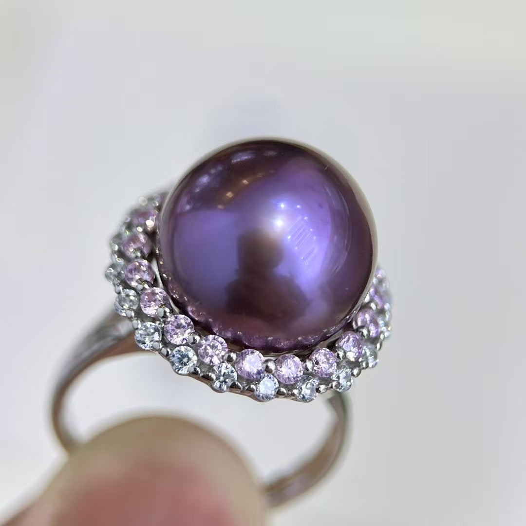 High quality deep purple color Edison pearl ring