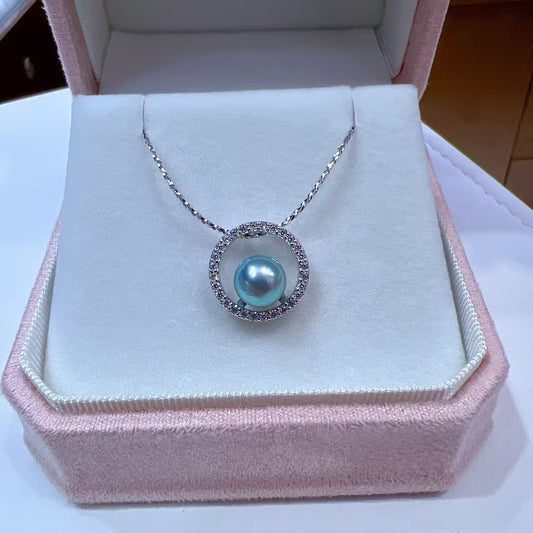 High quality silver blue color seawater MADAMA pearl pendant