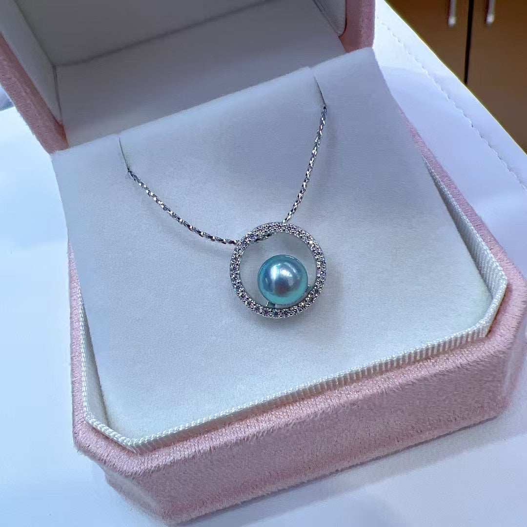 High quality silver blue color seawater MADAMA pearl pendant
