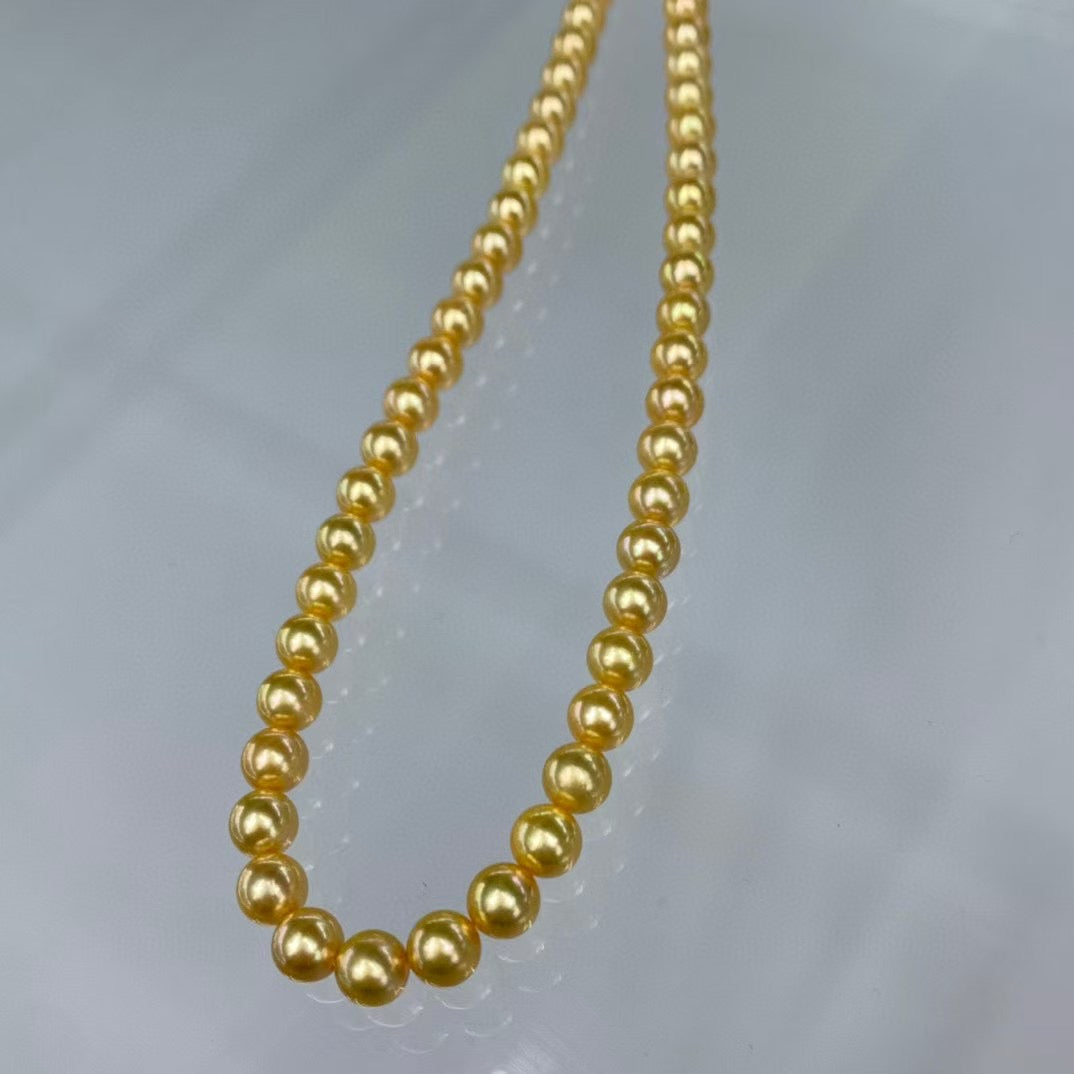 Top quality deep gold color Golden southsea pearls necklace