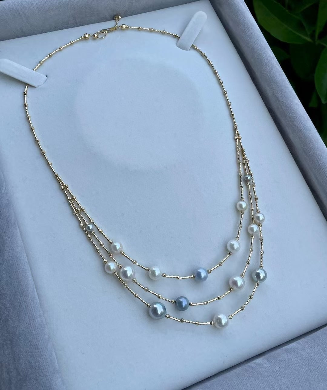 High quality aurora candy color seawater akoya pearls necklace