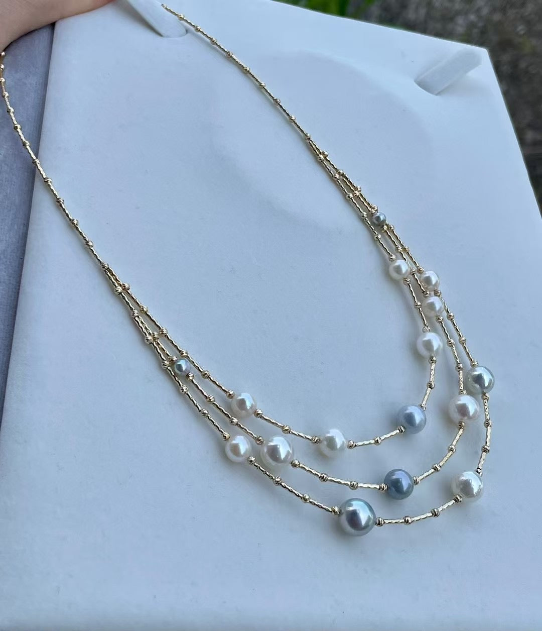 High quality aurora candy color seawater akoya pearls necklace