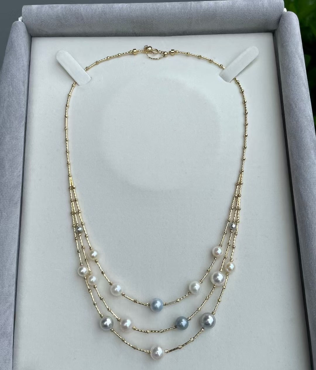 High quality aurora candy color seawater akoya pearls necklace