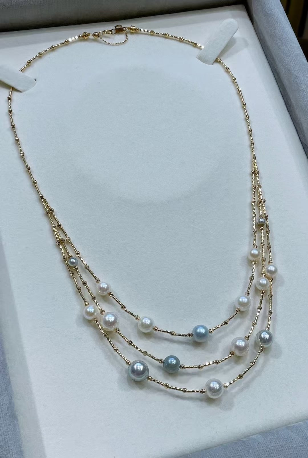 High quality aurora candy color seawater akoya pearls necklace