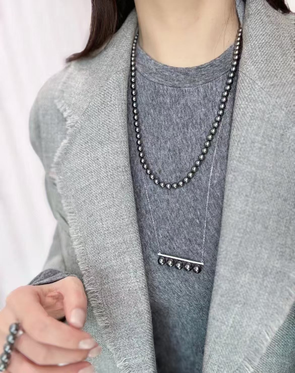 High quality aurora black color Tahitian pearls pendant