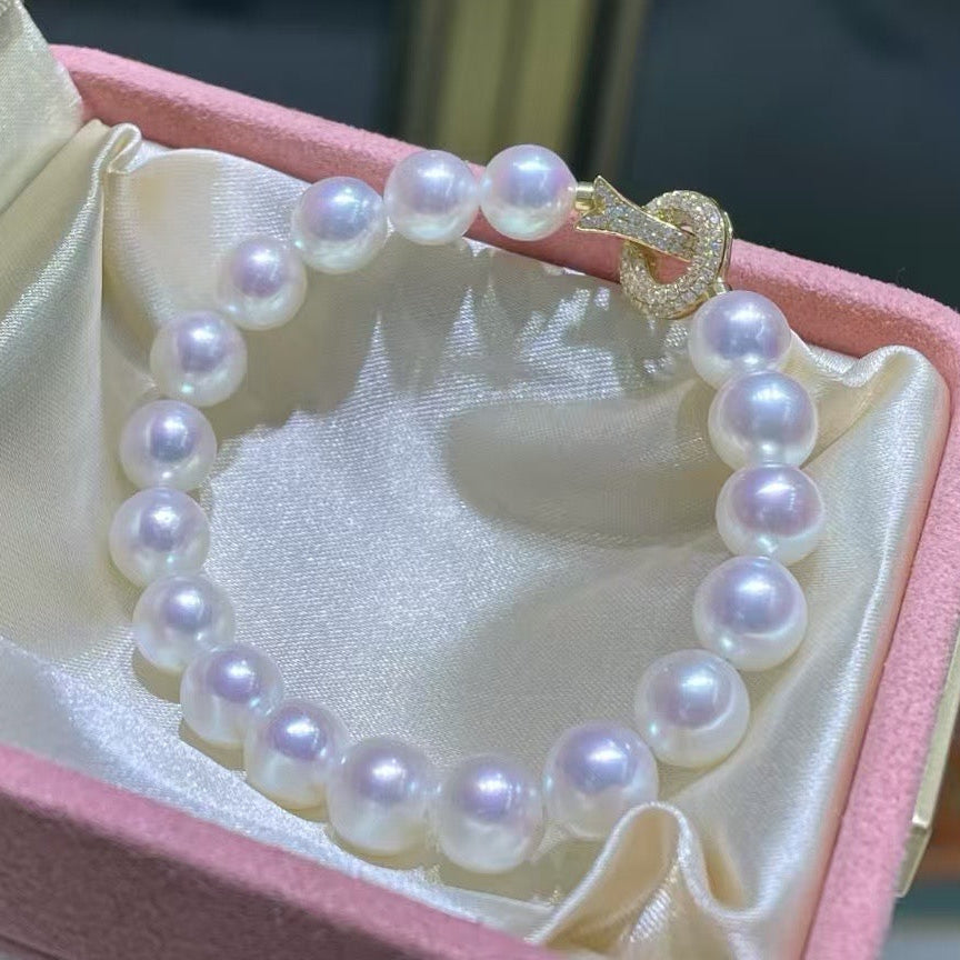 High quality Sakura pink color freshwater akoya pearls bracelet