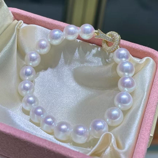 High quality Sakura pink color freshwater akoya pearls bracelet