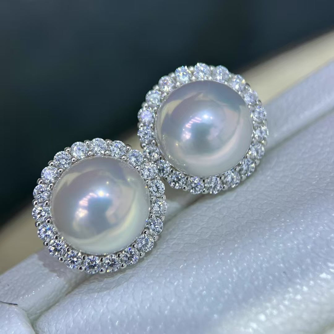 High quality aurora white color Edison pearls earrings