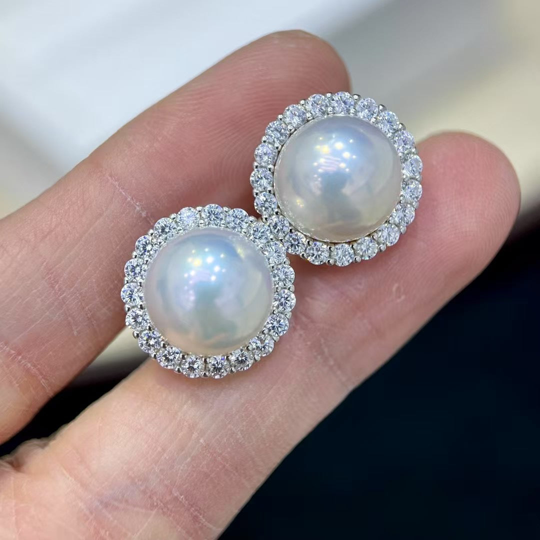 High quality aurora white color Edison pearls earrings