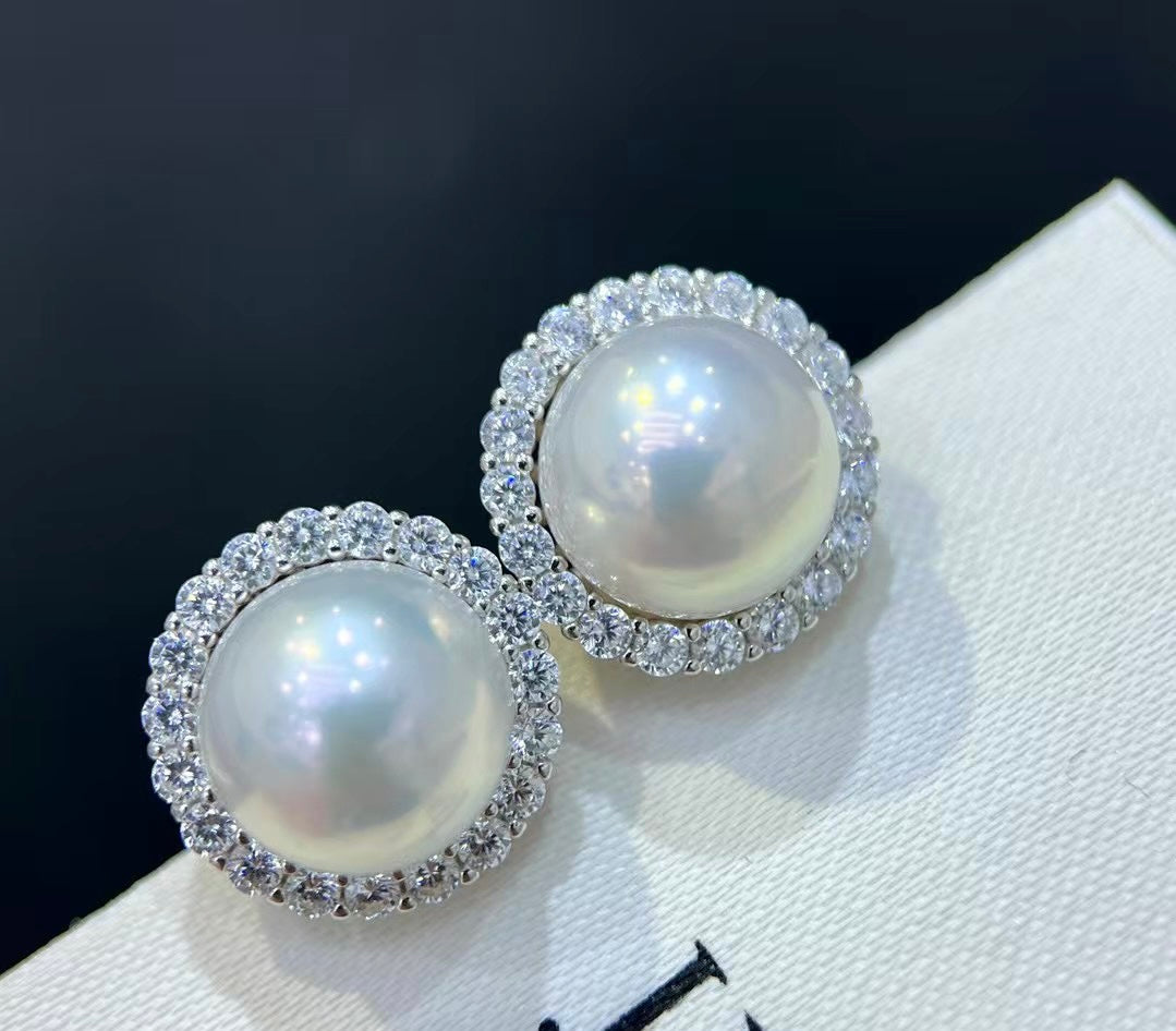 High quality aurora white color Edison pearls earrings