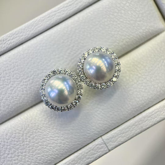 High quality aurora white color Edison pearls earrings