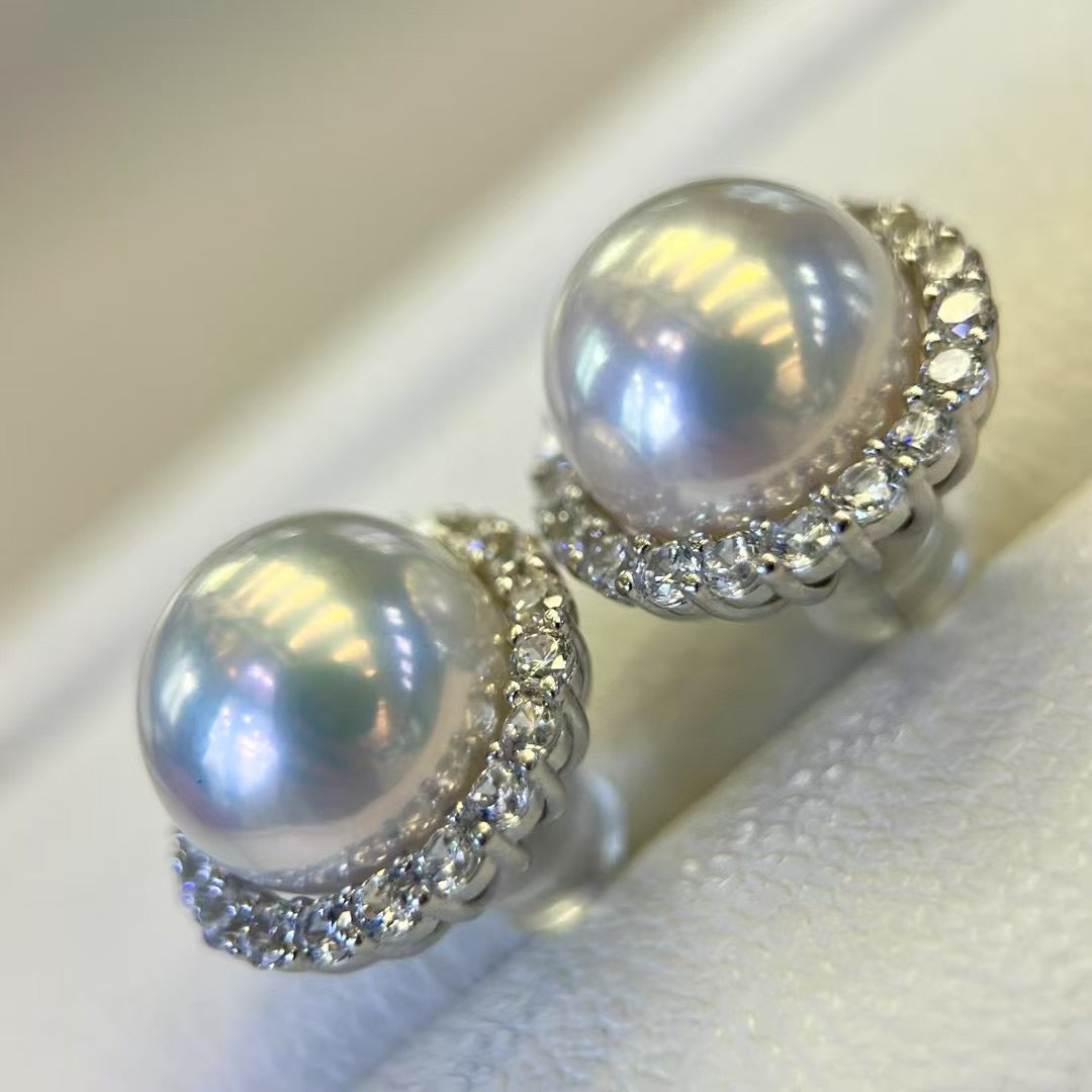 High quality aurora white color Edison pearls earrings