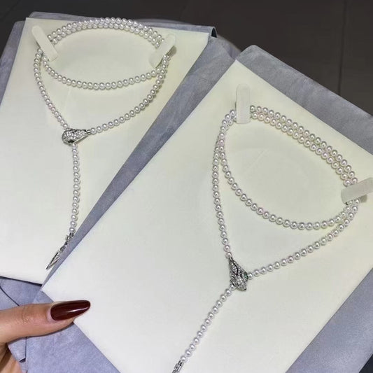 High quality aurora white color freshwater pearls necklace