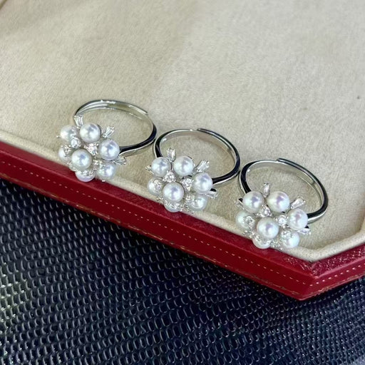 Top quality aurora white color freshwater pearls ring