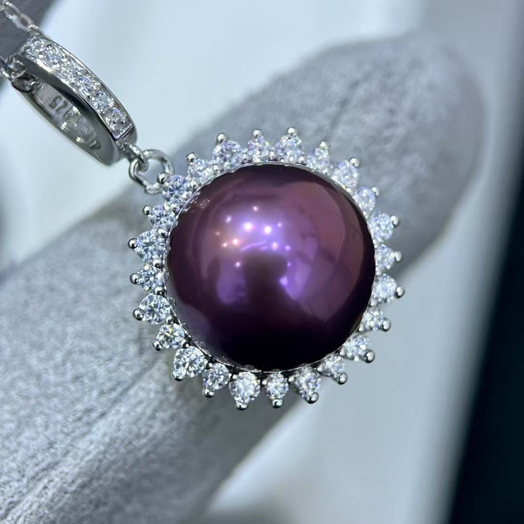 High quality “Monster purple”color Edison pearls earrings & pendant a set