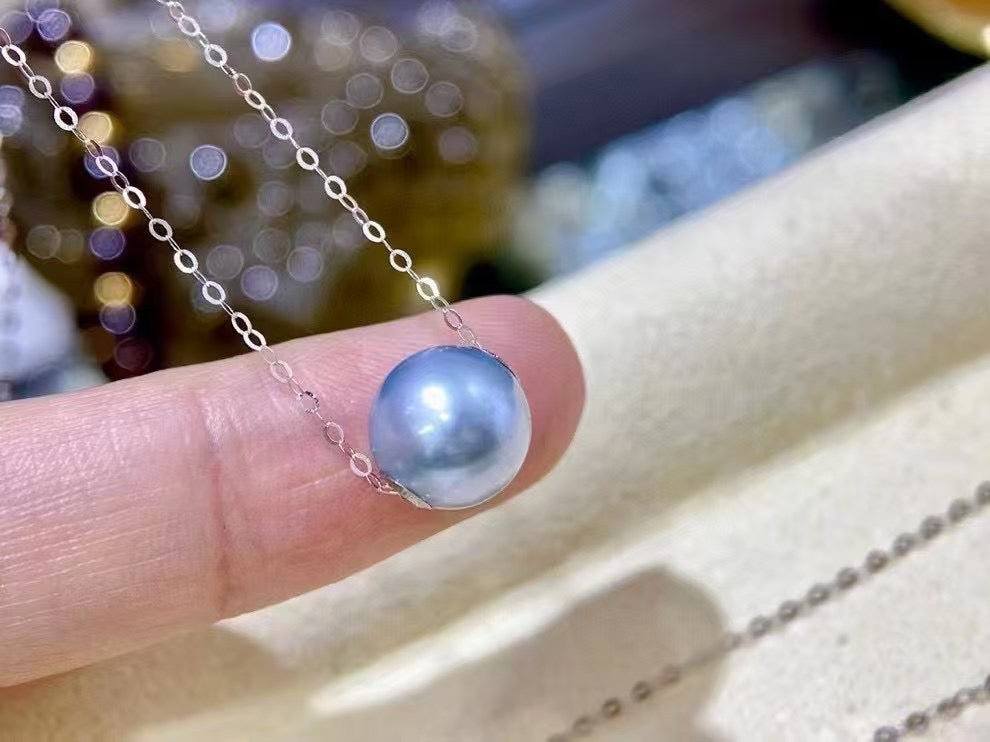 High quality aurora silver blue color seawater MADAMA pearls pendant