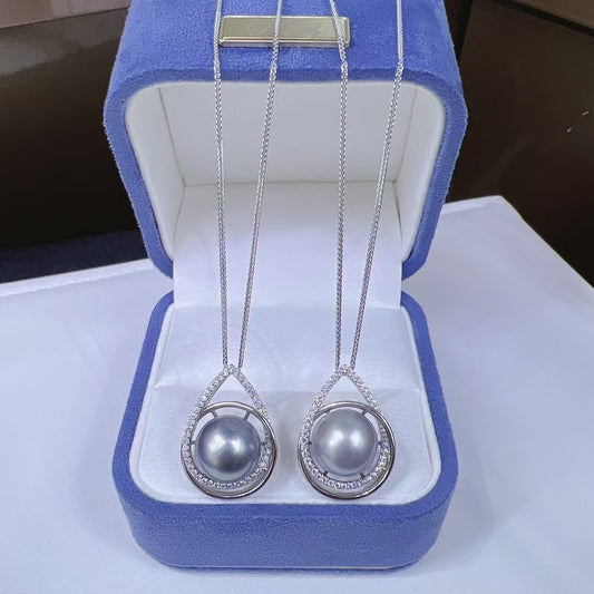 High quality aurora Platinum grey color Tahitian pearls pendant