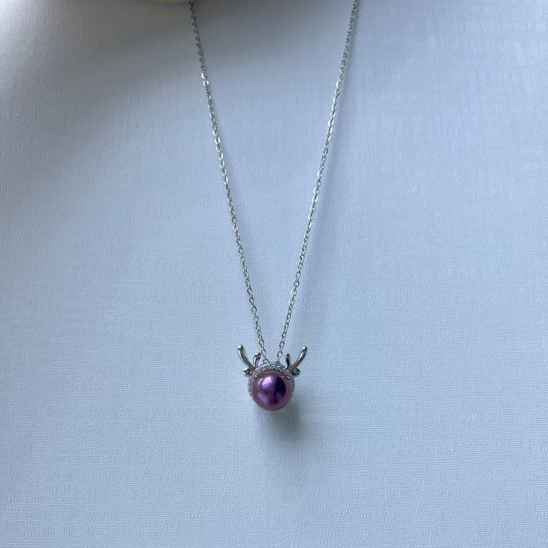 High quality “elk” deep purple color Edison pearls pendant