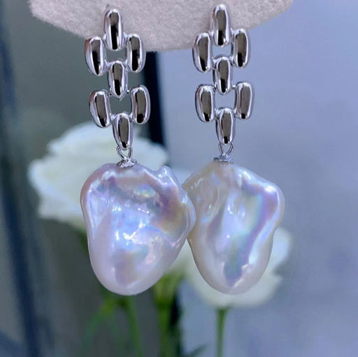 High quality aurora white color baroque pearls earrings