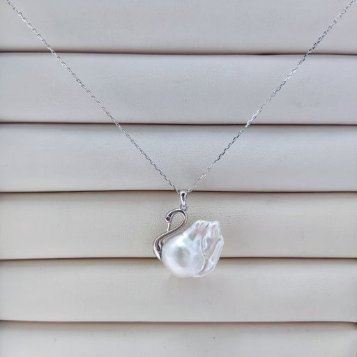 High quality aurora dazzling “Swan” baroque pearls pendants