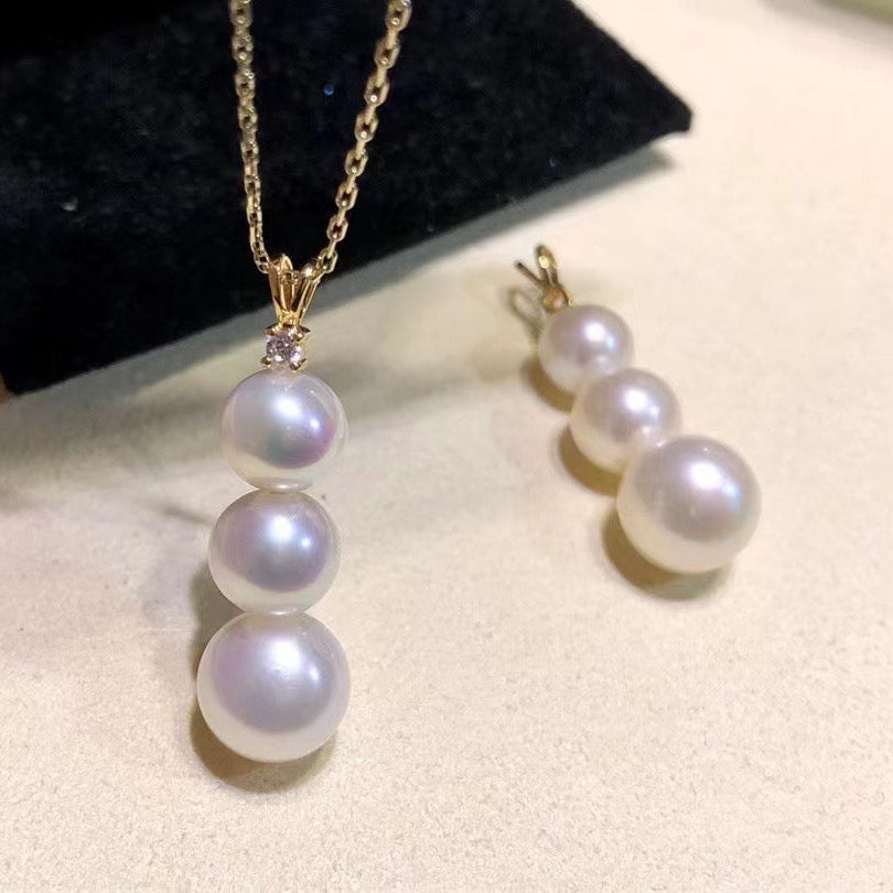 High quality aurora white color with pink overtone freshwater pearls pendant
