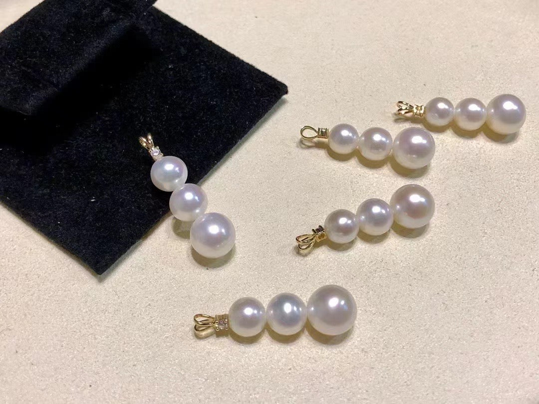 High quality aurora white color with pink overtone freshwater pearls pendant