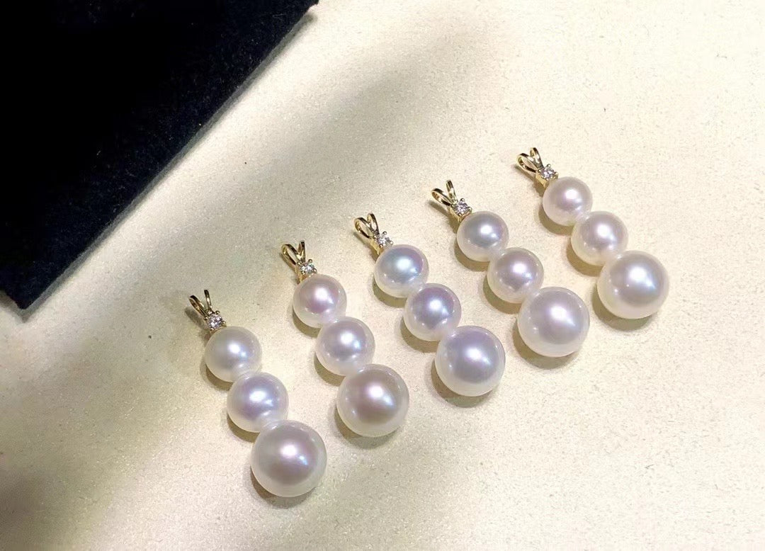 High quality aurora white color with pink overtone freshwater pearls pendant